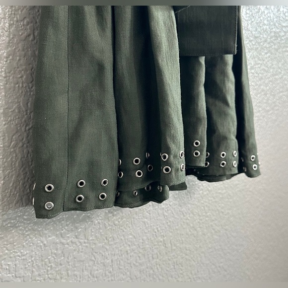 Derek Lam 10 Crosby Olive Green Grommet Hem Mini Dress sz 4 - Picture 10 of 14